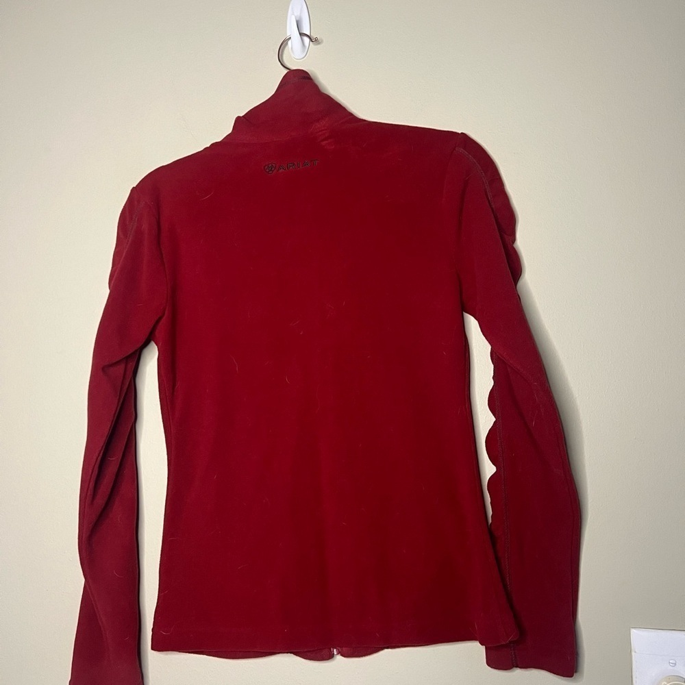 Ariat Red Ruched Sleeve Fleece Jacket - Picture 7 of 9